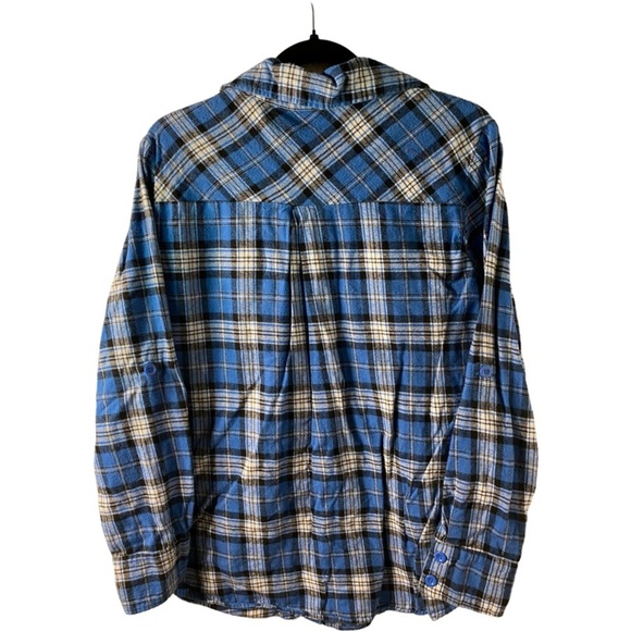 Twenty one button down flannel. Size L. Blue plaid. Nice colors, cozy and cute! - Picture 2 of 6